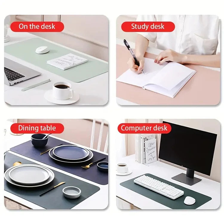 1 Pcs Large Size 60x30cm PU Leather Desk Protector Mat - Waterproof Mouse Pad & Desktop Keyboard Pad