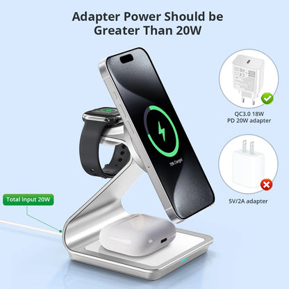 3-in-1 Magnetic Wireless Charger - 30W Charging Station for iPhone 15/14/13/12 Pro Max, Apple Watch, and AirPods Pro