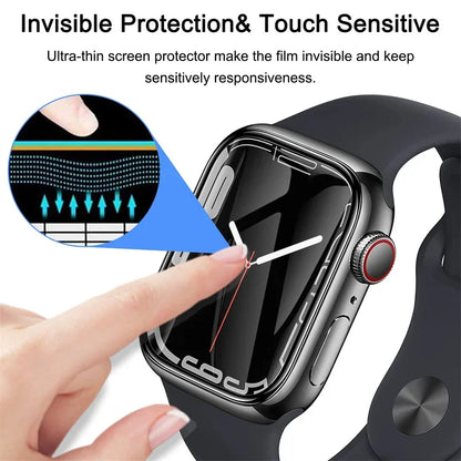 3D Screen Protector Film for Apple Watch Series 9/8/7/6/5/4/SE/Ultra 2 - Compatible with 49mm, 45mm, 44mm, 41mm, and 40mm Models (Not Tempered Glass)