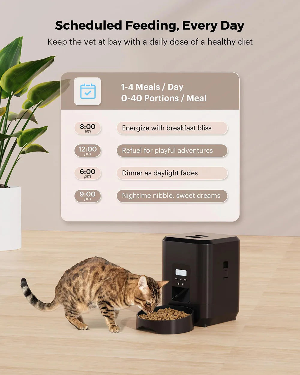 Smart Pet Feeder - Automatic Cat & Dog Food Dispenser with Timed and Quantitative Feeding, Slow Food Machine with Integrated Bowl