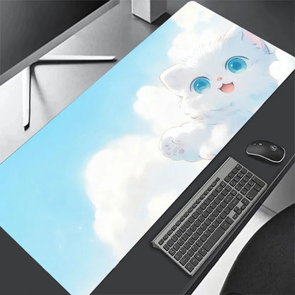 Black Cat Clouds Mouse Pad