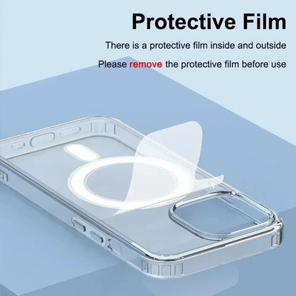 Original Magnetic Case for iPhone 15 14 13 12 Mini 11 Pro Max for MagSafe Clear Shockproof Phone Cover PC+TPU Shell