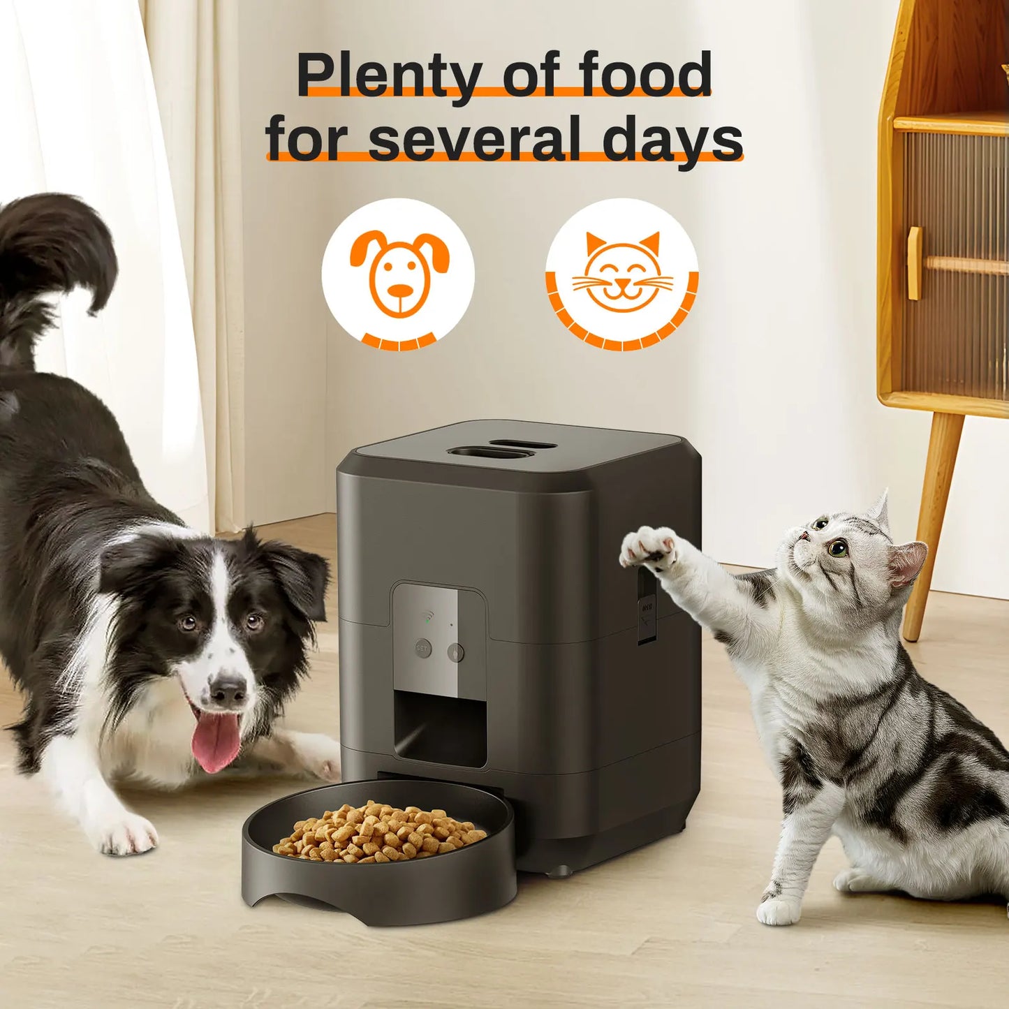 Smart Pet Feeder - Automatic Cat & Dog Food Dispenser with Timed and Quantitative Feeding, Slow Food Machine with Integrated Bowl