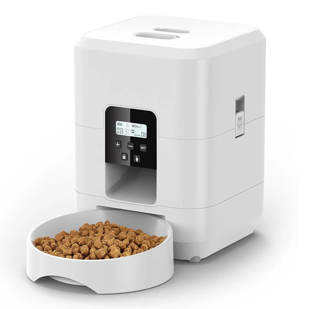 Smart Pet Feeder - Automatic Cat & Dog Food Dispenser with Timed and Quantitative Feeding, Slow Food Machine with Integrated Bowl