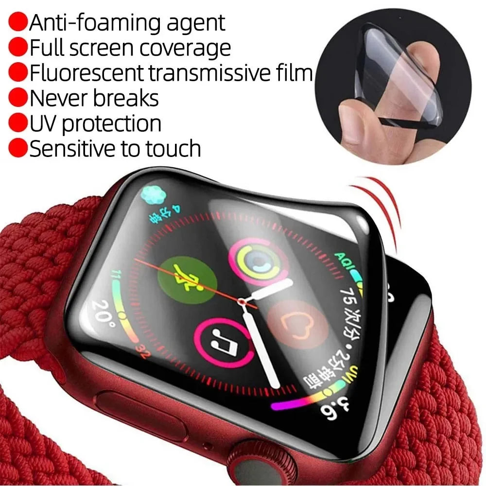 3D Screen Protector Film for Apple Watch Series 9/8/7/6/5/4/SE/Ultra 2 - Compatible with 49mm, 45mm, 44mm, 41mm, and 40mm Models (Not Tempered Glass)