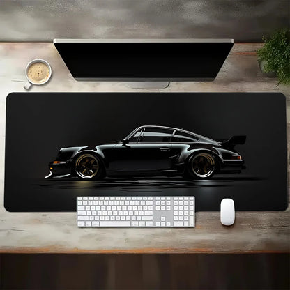 Large White Sports Car Design Gaming Mouse Pad