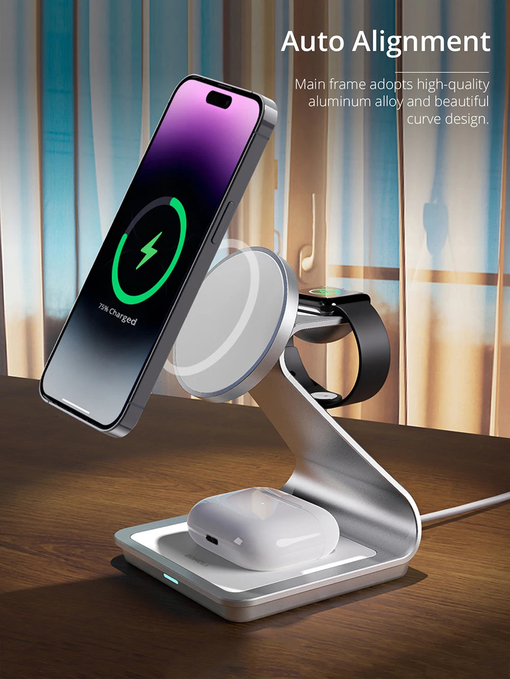 3-in-1 Magnetic Wireless Charger - 30W Charging Station for iPhone 15/14/13/12 Pro Max, Apple Watch, and AirPods Pro