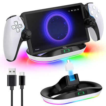 OIVO Charging Dock Station for PlayStation Portal - Charger Stand with 9 Lighting Effects, Handheld Stand Holder for PS Portal