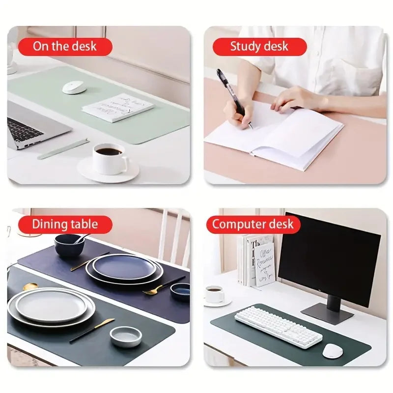 1 Pcs Large Size 60x30cm PU Leather Desk Protector Mat - Waterproof Mouse Pad & Desktop Keyboard Pad