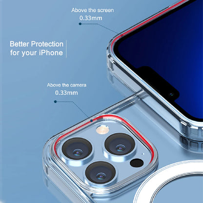 Original Magnetic Case for iPhone 15 14 13 12 Mini 11 Pro Max for MagSafe Clear Shockproof Phone Cover PC+TPU Shell