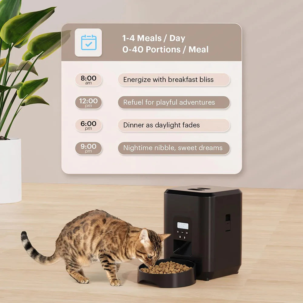 Smart Pet Feeder - Automatic Cat & Dog Food Dispenser with Timed and Quantitative Feeding, Slow Food Machine with Integrated Bowl