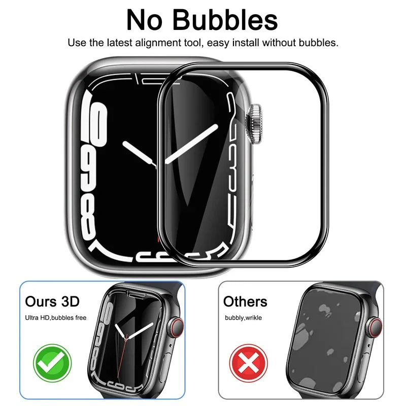 3D Screen Protector Film for Apple Watch Series 9/8/7/6/5/4/SE/Ultra 2 - Compatible with 49mm, 45mm, 44mm, 41mm, and 40mm Models (Not Tempered Glass)