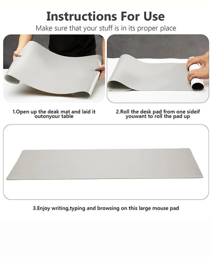 1 Pcs Large Size 60x30cm PU Leather Desk Protector Mat - Waterproof Mouse Pad & Desktop Keyboard Pad