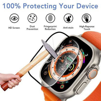 3D Screen Protector Film for Apple Watch Series 9/8/7/6/5/4/SE/Ultra 2 - Compatible with 49mm, 45mm, 44mm, 41mm, and 40mm Models (Not Tempered Glass)